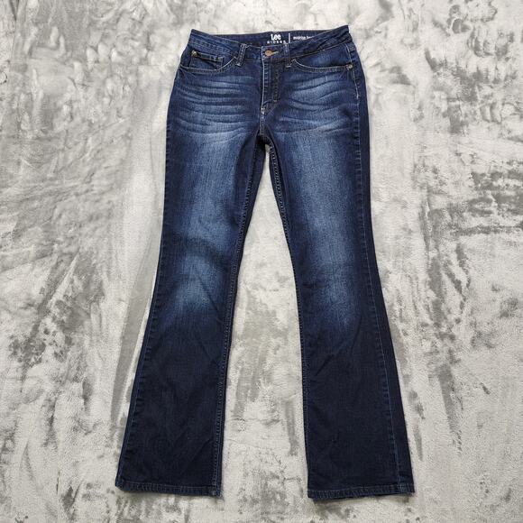 Lee Riders Jeans Womens 8 Blue Mid Rise Bootcut Stretch Denim Dark Wash Casual - Picture 1 of 15